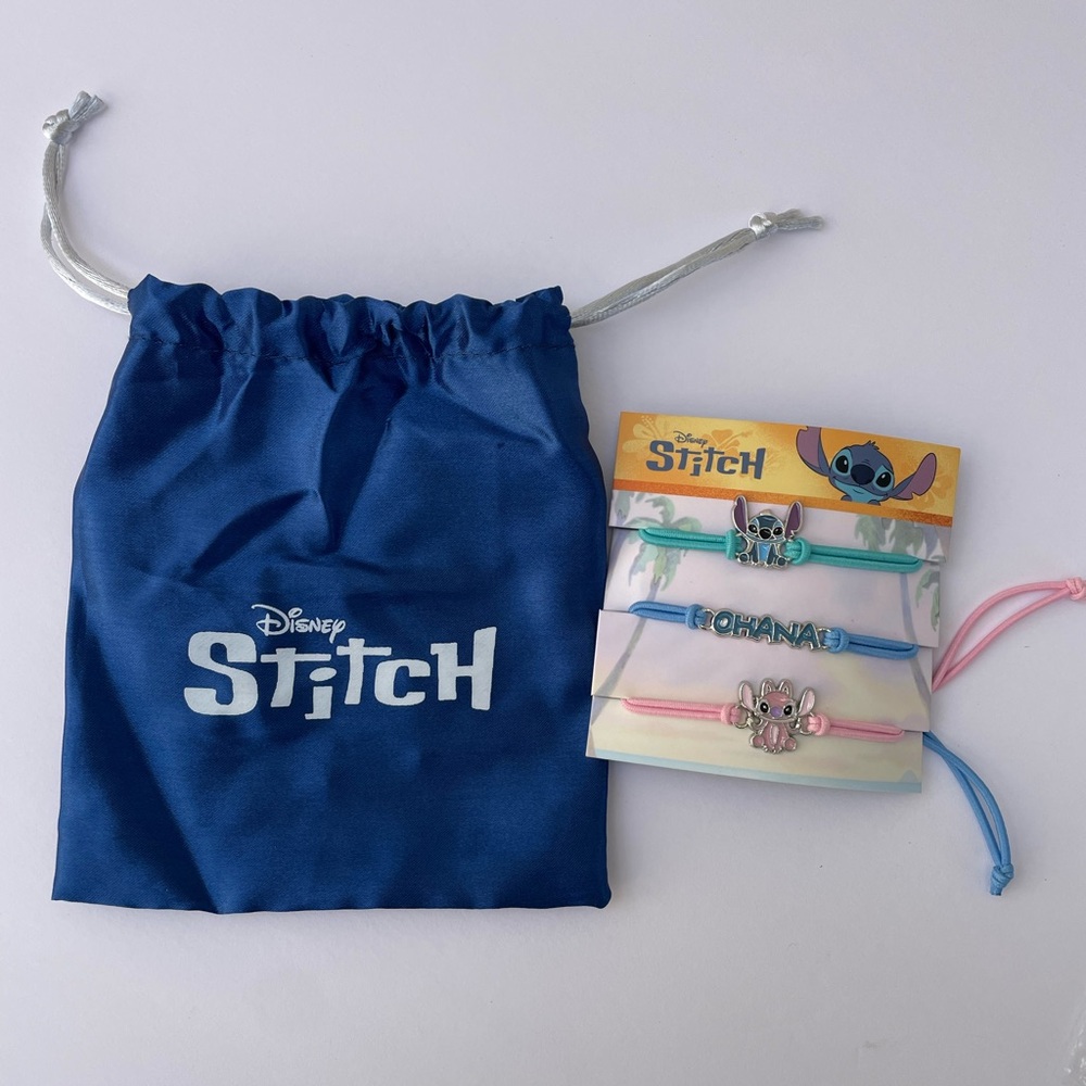 Disney Stitch Kids Bracelet Set with Blue Bag